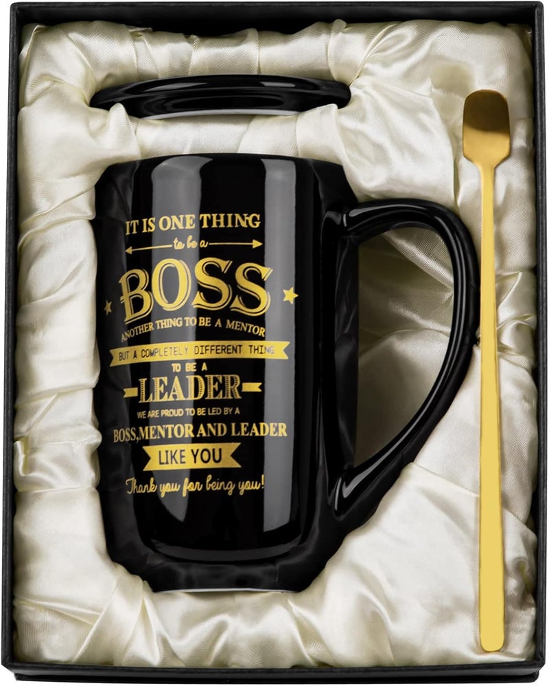 Doublewhale Boss Gifts - Best Bosses Day Gifts for Men Women - Funny Office Christmas Appreciation Gift for Boss Lady, Manager, Leader Female Male Birthday, Large 18 Oz Metal Glaze Ceramic Mug with Nice Gift Box - Image 1